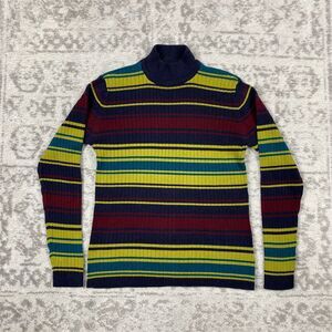 Vintage Worthington Striped Turtleneck Top Y2K High Neck Long Sleeve Shirt Small